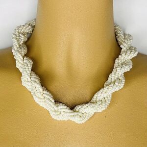 Vintage Necklace Sead Beads Faux  Pearls Multi Strand Beaded Toggle Clasp 4756